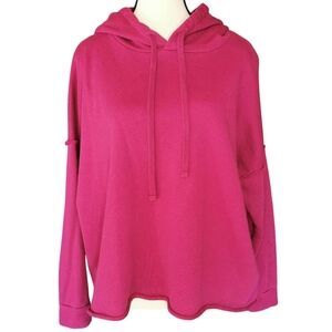 Eileen Fisher Fuschia Organic Cotton French Terry Hooded Sweatshirt Size M